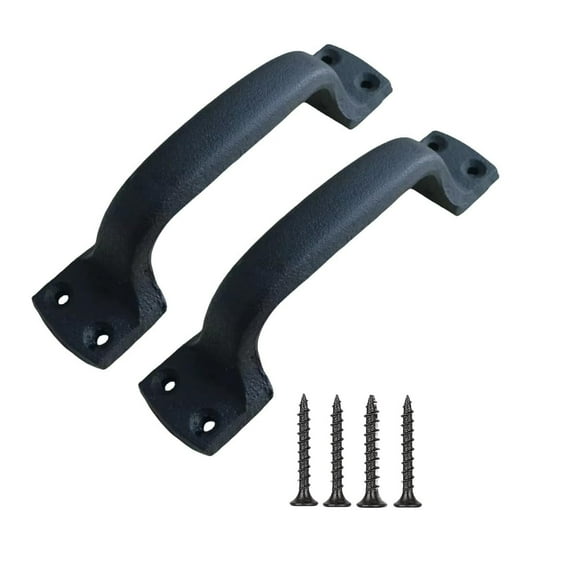 2 Pack Classic Black Handle - Heavy Duty Steel Pull for Gates, Barn Doors, Outdoor Fences, 7 Inch