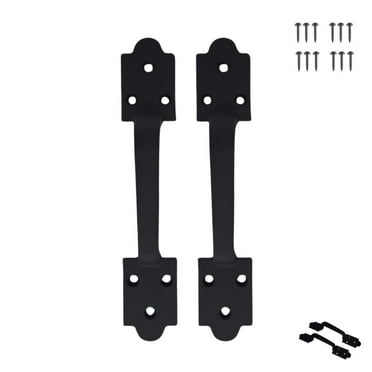 2 Pack Heavy Duty Gate Handle - Steel Pull for Barn Doors, Sheds, Outdoor Fences, Black, 8.5 Inch