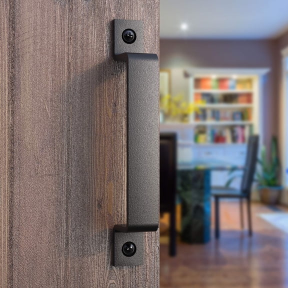 VivaLight 8 Inch Rustic Barn Door Handle Pull - Black Steel Pull for Sliding Doors, Gates, Garages, Sheds, Fences, Closets, Pantries - Indoor and Outdoor Use - Easy Install