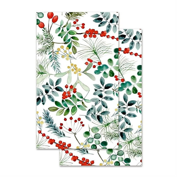 VivaStyle Kitchen Towel Quick Dry Waffle Weave Double-Sided, Festive Foliage, 30"L x 18"W