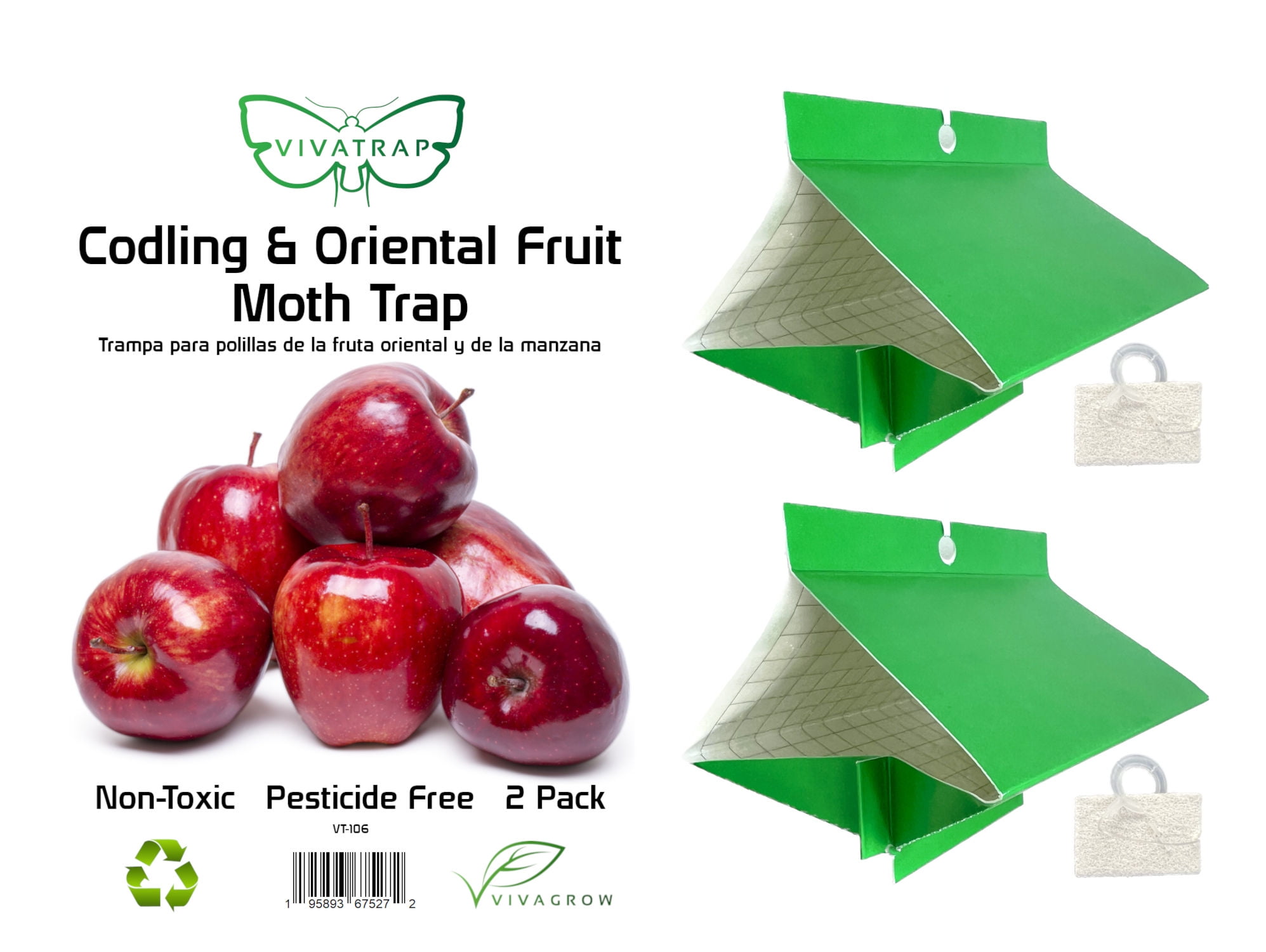 VivaTrap! Codling + Oriental Fruit Moth Trap & Pheromone Lure (2 Pack)
