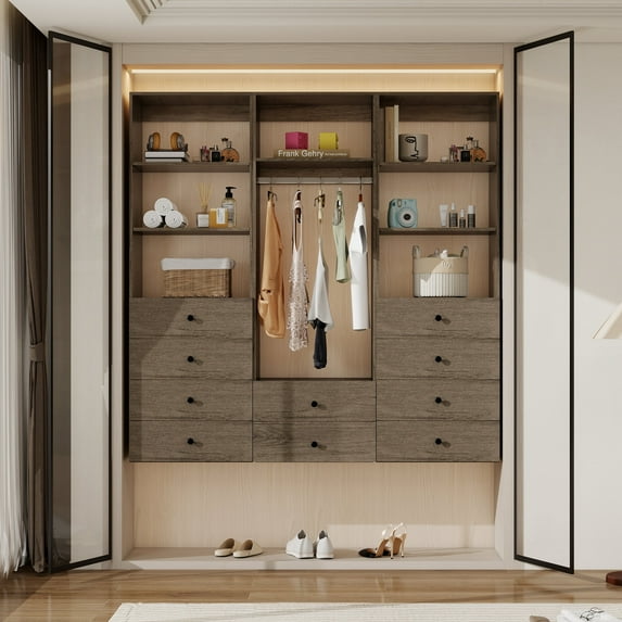 VivaVista Closet System With Drawers and Shelves – Built in Closet Organizer Systems for Bedrooms, Modern Closet Shelving System, Ideal for Walk in Closet System
