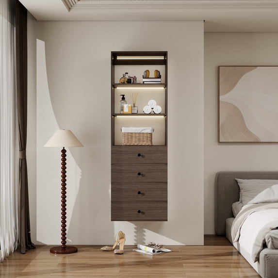 VivaVista Modern Closet System with Drawers and Shelves - Built-in Organizer for Walk-in Closet System - Modular Storage Solutions - Closet Evolution Closet System