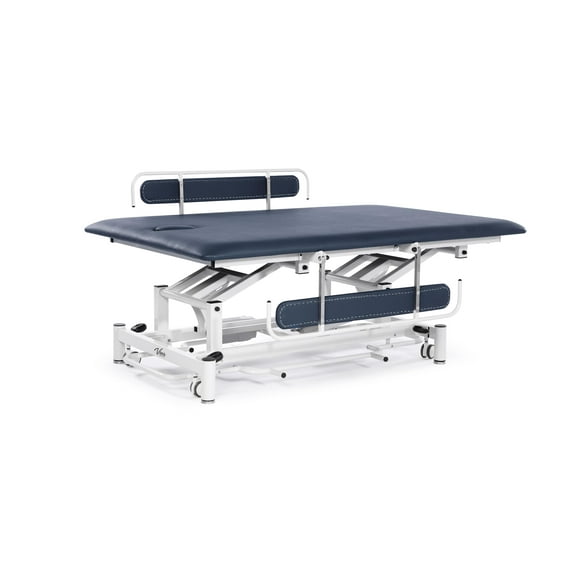 Vivacomfort Hi-Lo Rehab Power Mat Therapy Table W/ Removable Face Cutouts, Foot Release Caster System, Specialty Antimicrboial Upholstery (Blue)
