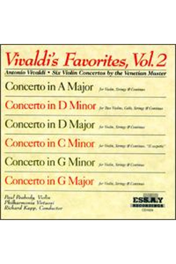 Pre-Owned Vivaldi's Favorites, Vol. 2 (CD 0090998102428) by Annabelle Hoffman (cello), Claire Chan (violin), Paul Peabody (violin), Philharmonia Virtuosi of New York;...