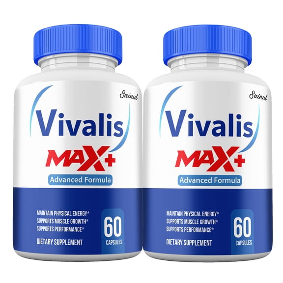 Vivalis Max+ Capsules for Men, Advanced Formula, All-Natural Maximum Strength, Vivalis Max + Supplement Pills, Peak Performance (2 Pack)