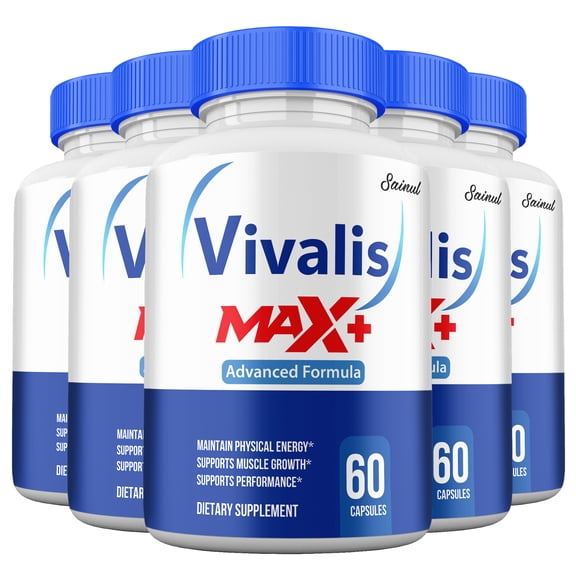 Vivalis Max+ Capsules for Men, Advanced Formula, All-Natural Maximum Strength, Vivalis Max + Supplement Pills, Peak Performance (5 Pack)