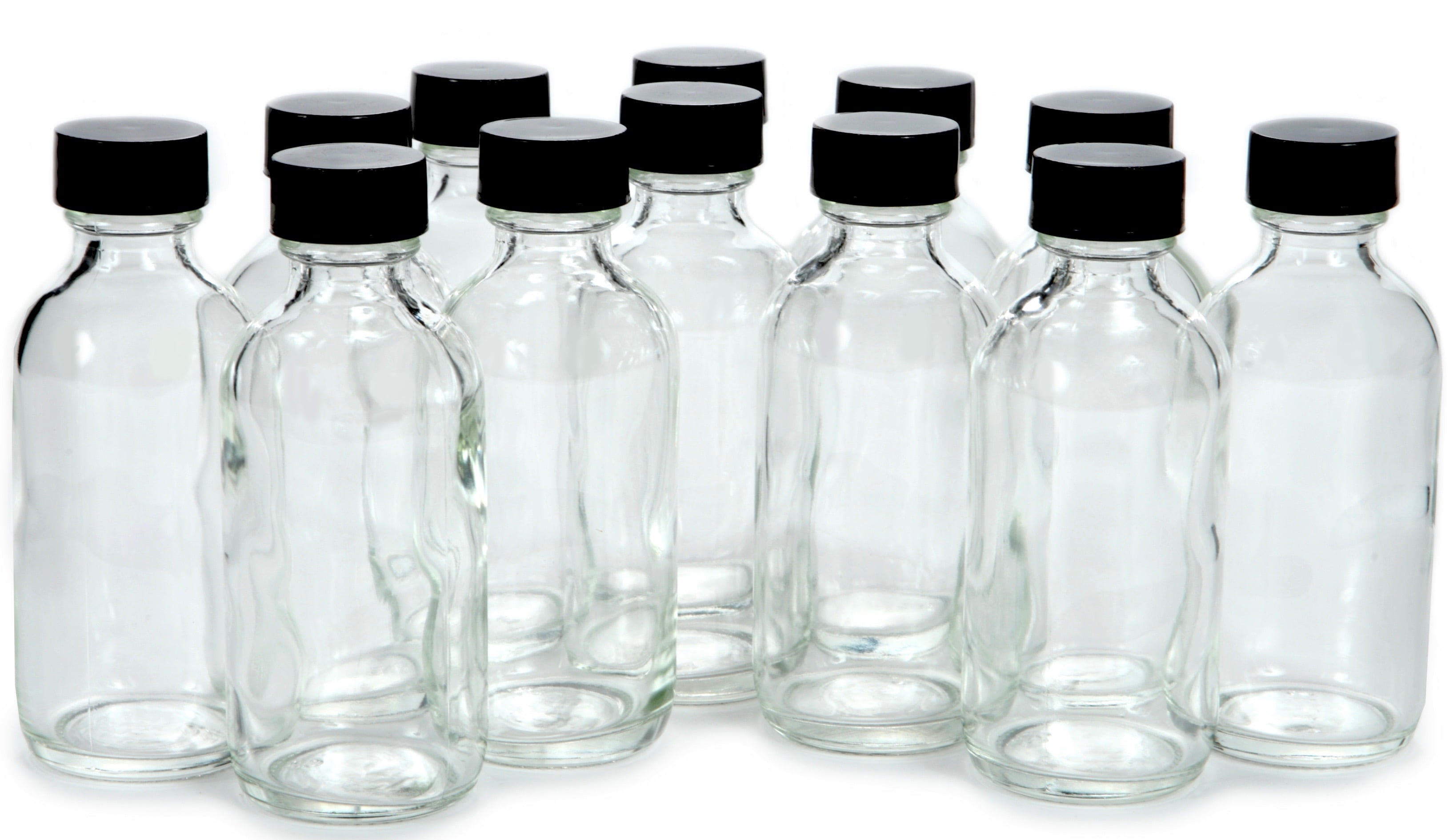 Vivalpex, 12, Clear, 2 oz Glass Bottles with Lids