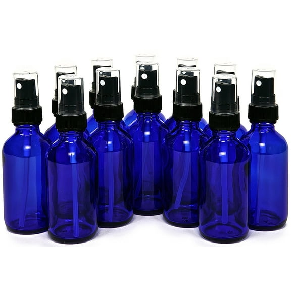 Vivalpex, 12, Cobalt Blue 2 oz Glass Bottles with Fine Mist Sprayers