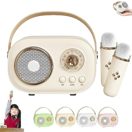 Vivamic C20 Portable Kids Karaoke Set with Bluetooth Speaker and 2 Wireless Mic, Mini Home & Outdoor Entertainment System for Singing, Parties, Travel, and Family Fun