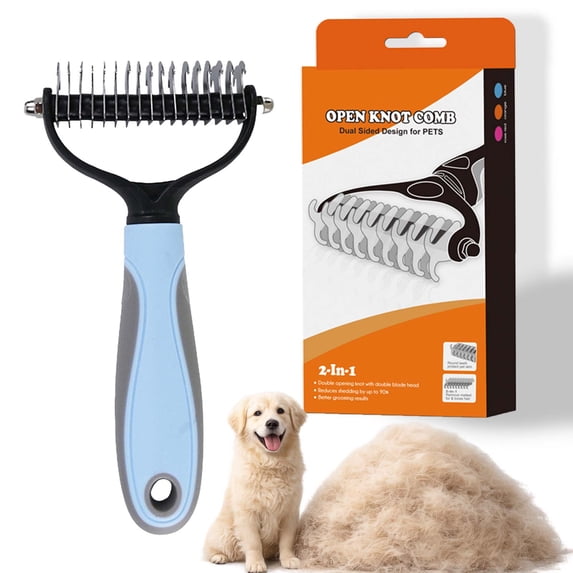 Pet Pro,Pet Pro Grooming Tool, Double-Sided Dematting Tool, Undercoat Rake, Extra-Wide Dog Grooming Brush & Deshedder Comb for Long Hair, Reduces Shedding 95% for Dogs & Cats