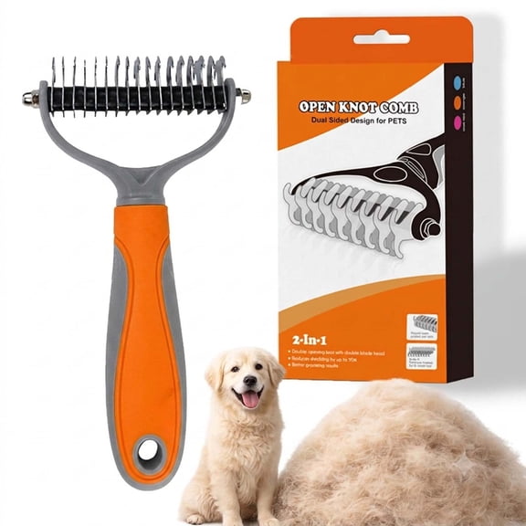 Pet Pro,Pet Pro Grooming Tool, Double-Sided Dematting Tool, Undercoat Rake, Extra-Wide Dog Grooming Brush & Deshedder Comb, Reduces Shedding 95% for Dogs & Cats