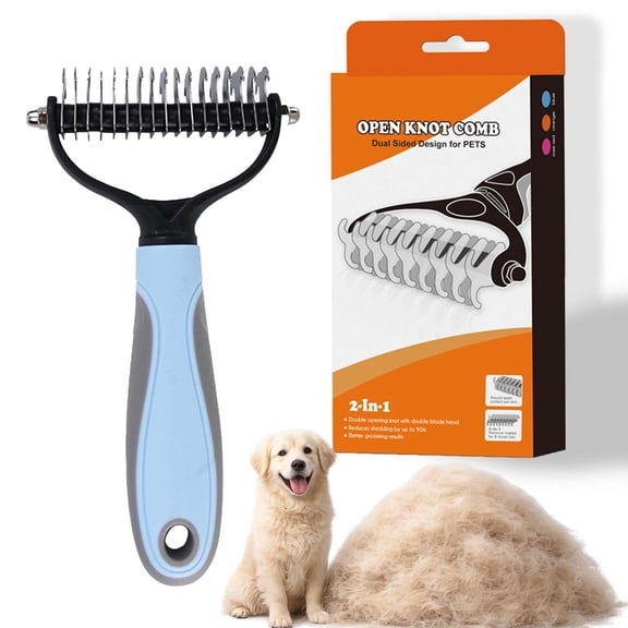 Pet Pro,Pet Pro Grooming Tool, Double-Sided Dematting Tool, Undercoat Rake, Extra-Wide Dog Grooming Brush & Deshedder Comb, Reduces Shedding 95% for Dogs & Cats