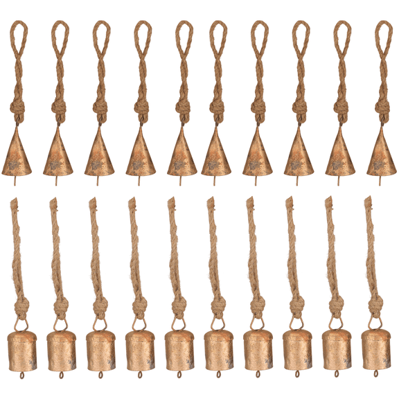 Vivanta Rustic Handcrafted Vintage Metal Cow Bells Pack of 20 for Christmas Home Decor & Crafting