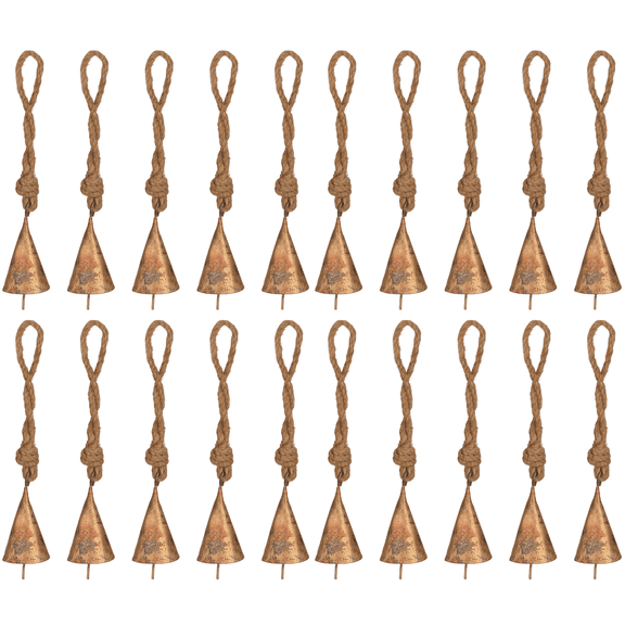 Vivanta Vintage Tin Bells for Crafts, Christmas Decor, Wind Chimes, Rustic Farmhouse, Antique Cow & Witch Bells, 20 Pcs, 2 Inch
