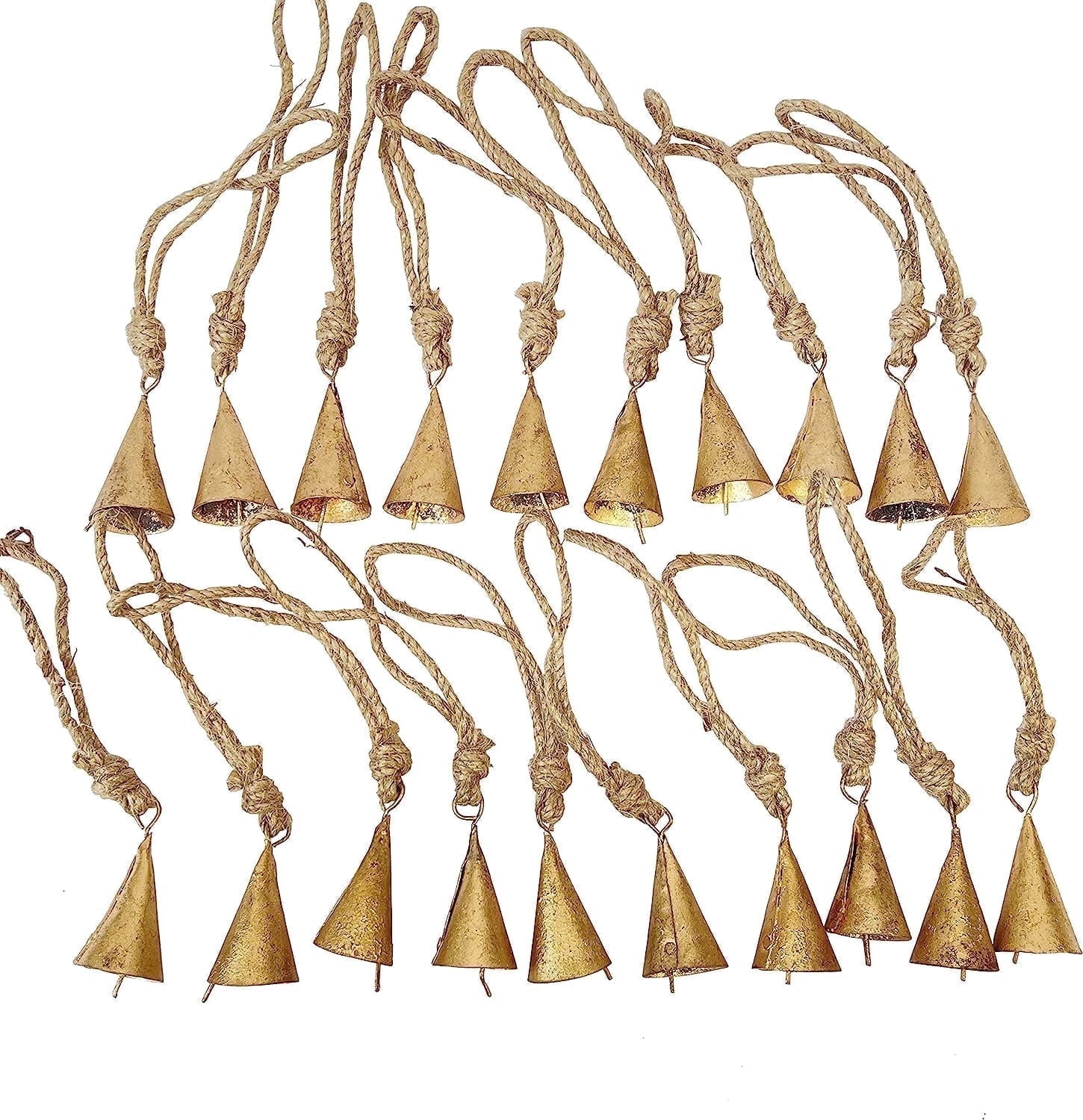 Vivanta 20 Pcs 2 Inch Rustic Vintage Hanging Bells with Jute Rope ...