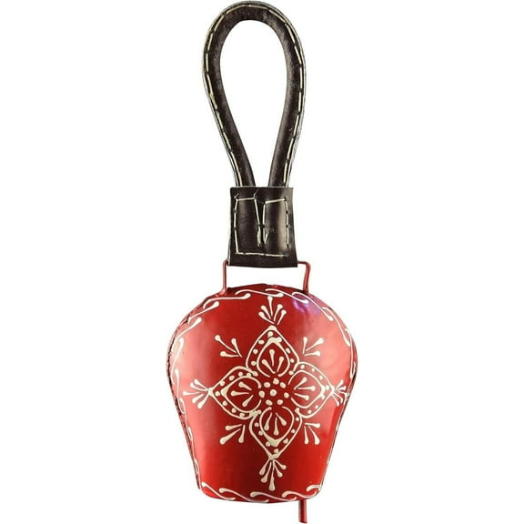 Vivanta 5in Hand Painted Cow Bells Noise Makers Decorative Bell for Wall Hanging-Red