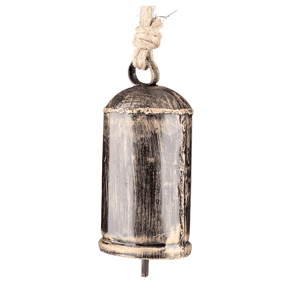Vivanta 7" Cow Bells - Christmas Decoration, Farmhouse Wall Decor - Antique Gold Black Bells on Rope