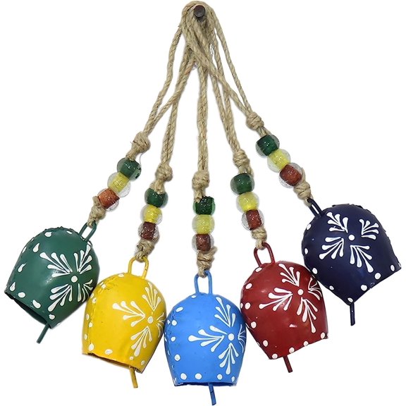 Vivanta Festive Harmony 5 Handcrafted 7cm Painted Bells - Multicolor Christmas Decor Set