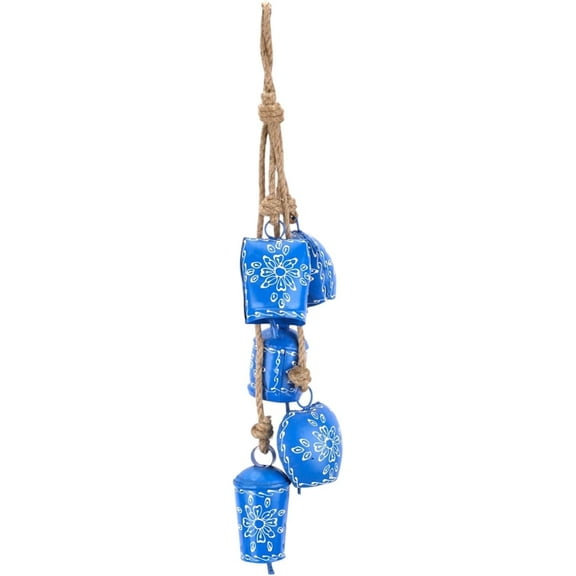 Vivanta Hand-Painted Christmas Bell Wind Chime 25 5 Hanging Metal Witch Cow Bells Outdoor & Indoor Rustic Decor for Garden, Patio, Yard, Porch, Balcony, Entryway, Farmhouse,Gift (Sky Blue)
