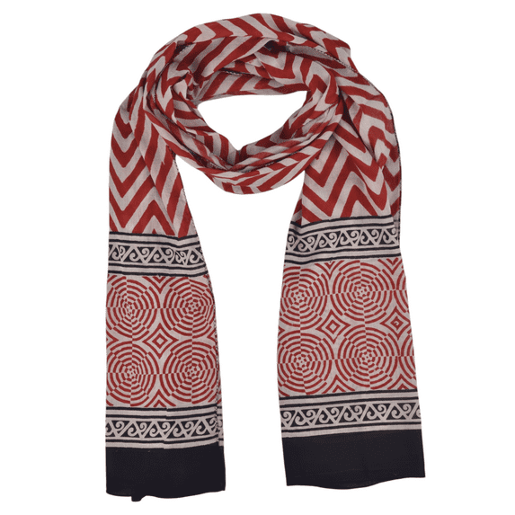 Vivanta Lightweight Cotton Scarf & Shawl Wrap for Women – Red & Black Floral Hijab, Soft Head Covering, Fashion Scarves for Adults & Teens