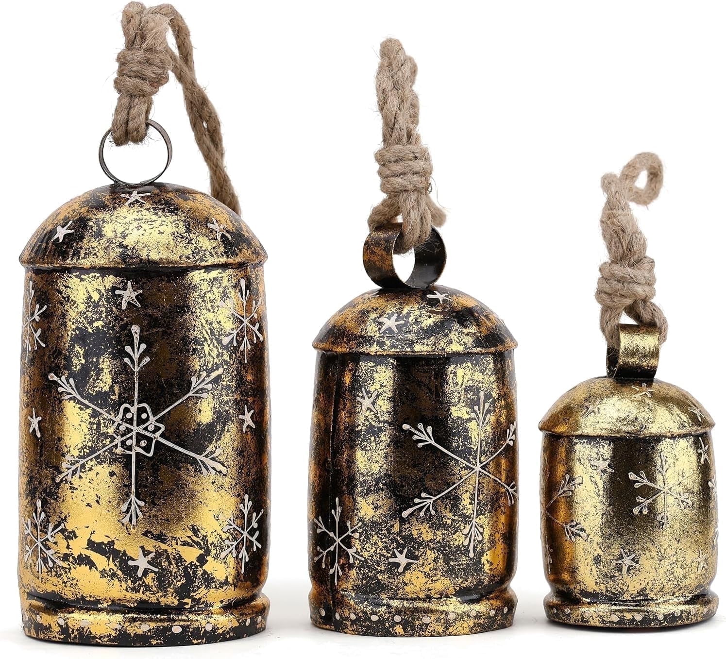 Vivanta Rustic Metal Wind Chimes – Set of 3 Hanging Cow Bells for Farmhouse Decor, Seasonal Home Accent (Assorted Sizes)