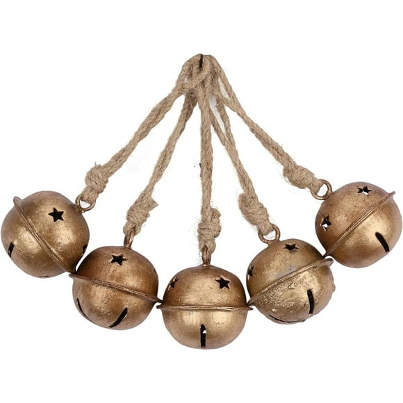 Vivanta Vintage Christmas Bells 2.5" - Home Decor & Crafting Ornaments, Pack of 5, Gold