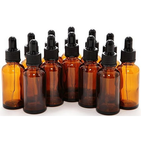 Vivaplex, 12, Amber, 1 oz Glass Bottles, with Glass Eye Droppers