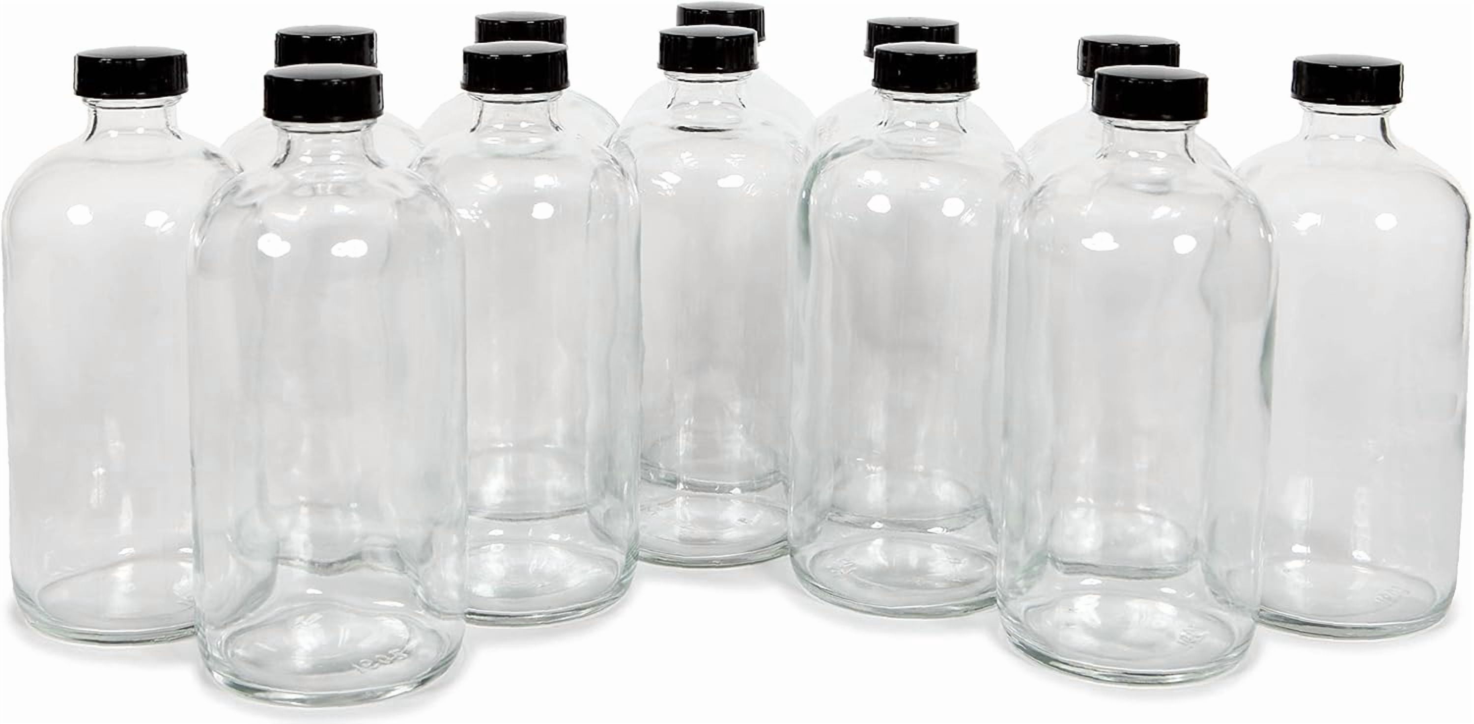 Vivaplex, 12, Clear, 16 oz Glass Bottles, with Lids