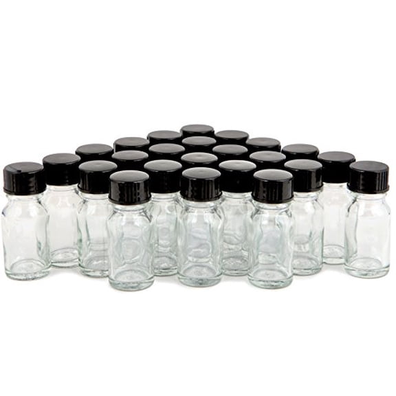 Vivaplex, 24, Clear, 10 ml (1/3 oz) Glass Bottles, with Lids