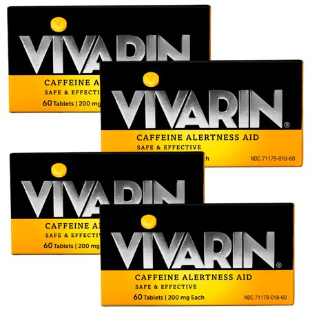 Vivarin Caffeine Pills 200mg Caffeine per Dose, Safe and Effective, Helps You Stay Awake, Energy Supplement, 60 Tablets - 4 Pack
