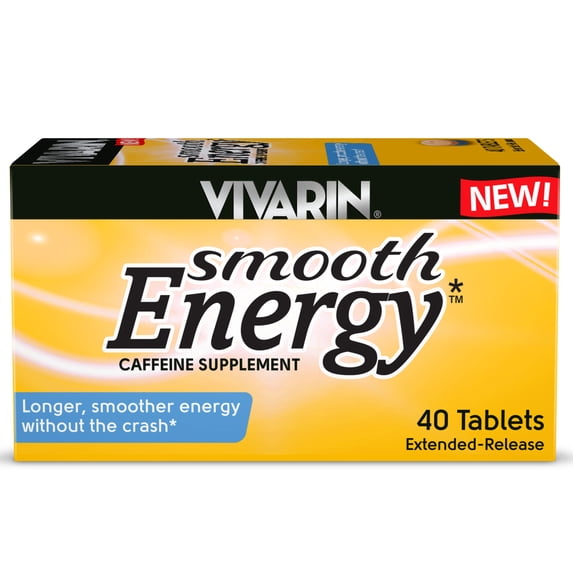 Vivarin Smooth Energy Caffeine Tablets for Focus and Alertness, Sugar-Free, 40 Count