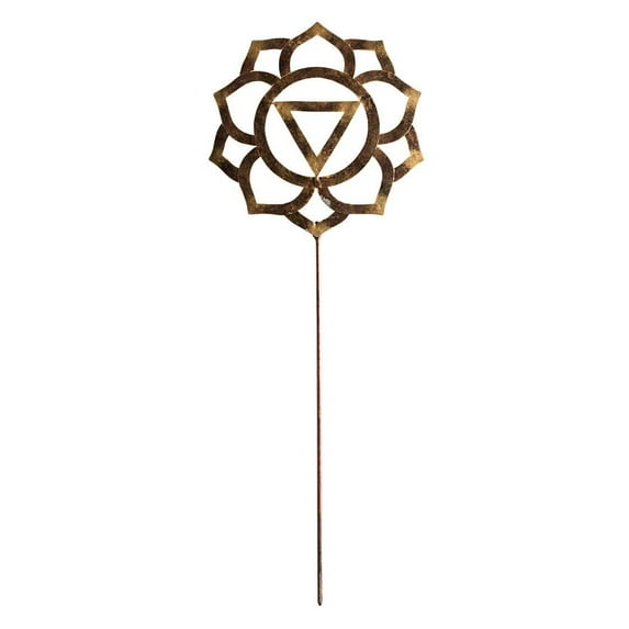 Vivaterra Chakra Symbol Garden Stake (Confidence) Metal 11" Diameter 17"H