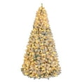 thumbnail image 1 of VIVATREES 6ft Pre-lit Flocked Artificial Christmas Tree 1032 Hinged Branch Tips Spruce w/ 250 Warm White LED Lights Foldable Metal Base, 1 of 8