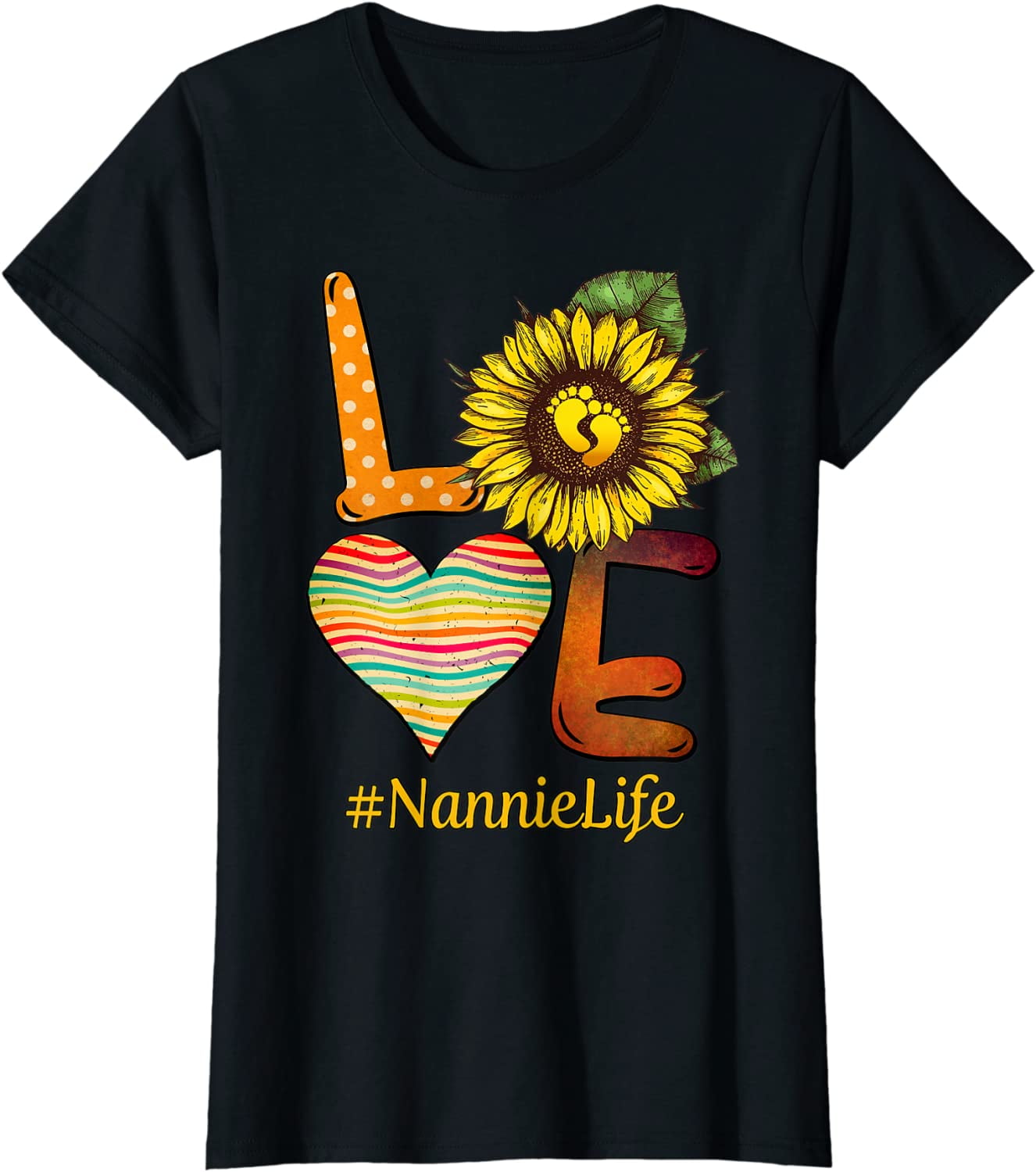 Vivay Love Nannie Life Grandma Gifts Sun Flower Mothers Day Cute T ...