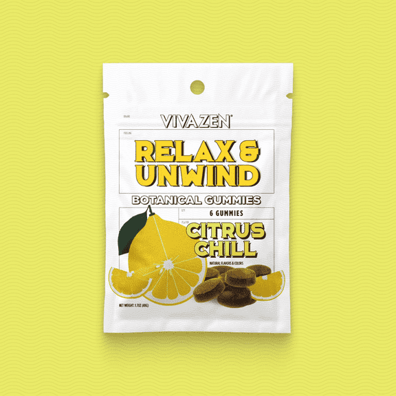Vivazen Relax & Unwind Kava Gummies, Citrus Chill, 1.7 OZ, 15 Packs