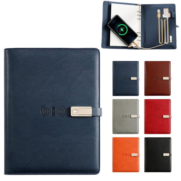 Vivcore A5 Loose-leaf Charging Notebook with Power Bank and U Disk, Multi-function Refillable Journal, Professional Business Gift, Office Organizer Notebook, 1 PC
