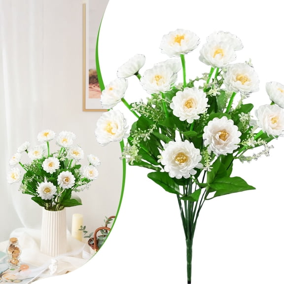 Vivcore Artificial Coneflower Flowers 14 Heads Elegant White Cemetery Flowers for Grave Outdoor Memorial Decor Pure White