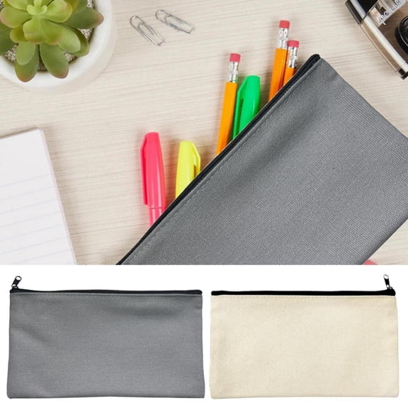 Vivcore Blank Canvas Zipper Pouch Makeup Bag with Sturdy Metal Zipper, Multi-Purpose Cosmetic Toiletry Organizer for DIY Craft and Sublimation Projects, 1 Pack