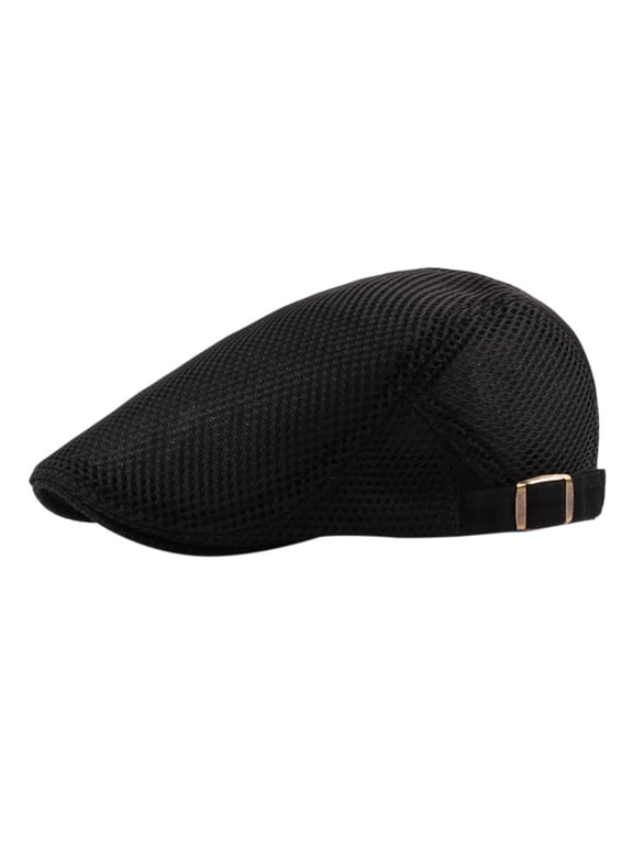Breathable Mesh Newsboy Cap Mens Summer Ivy Cap Classic Flat Beret Hat Adjustable Lightweight Cabbie Cap for Daily Casual Wear