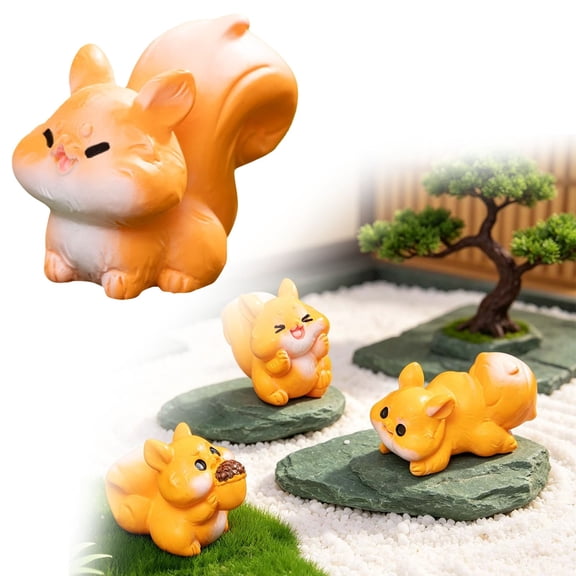 Vivcore Fairy Garden Supplies Mini Resin Sitting Squirrel Figurine Tiny Animal Miniature Diorama Desktop Decor