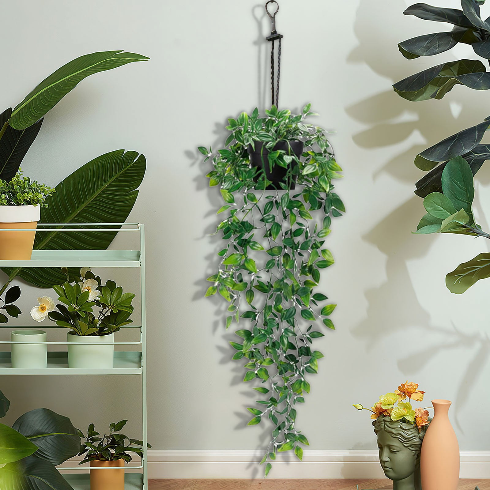 Vivcore Fake Hanging Plants Artificial Potted Vines Wall Decor Indoor ...
