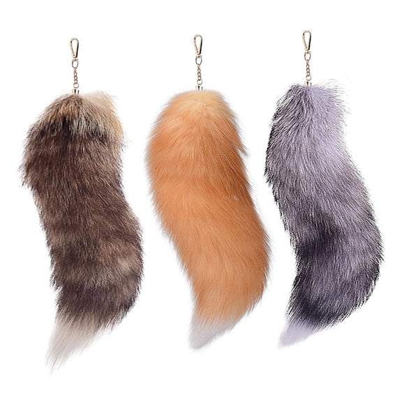 Vivcore Faux Fox Tail Keychain Furry Animal Tails for Handbag Backpack Car Accessories Halloween Costume Props for Women Adults