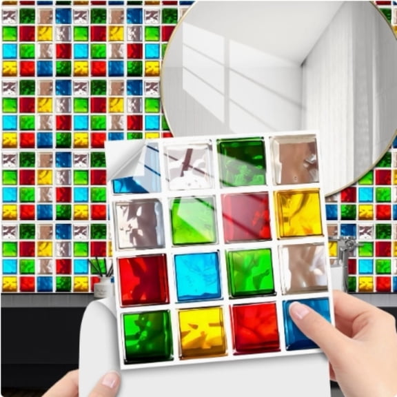 Vivcore Geometric Grid Peel and Stick Tile Backsplash for Kitchen and Bathroom Walls 30cm x 30cm