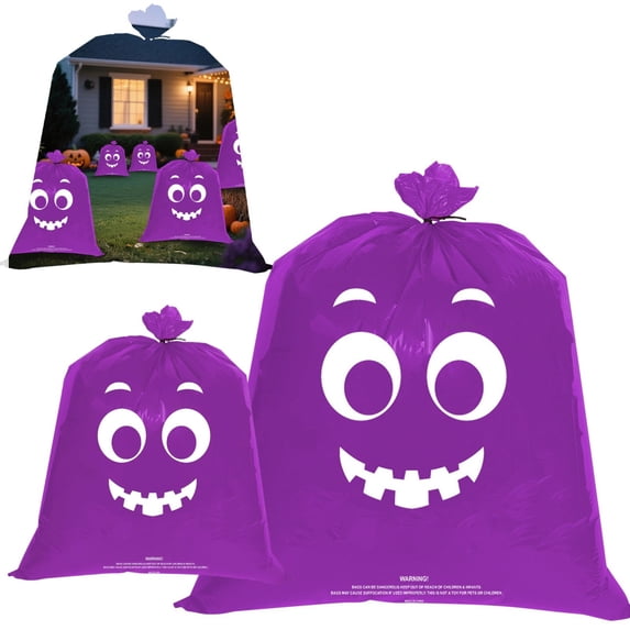 Vivcore Halloween Yard Storage Bags Large Plastic Bags For Decor Outdoor Holiday Decor Garbage Bags Heavy Duty Pumpkin Leaf Bags For Lawn Garden Parties
