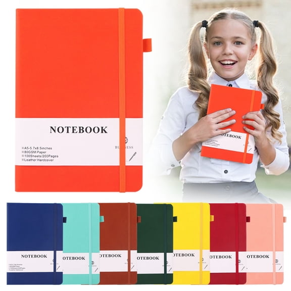 Vivcore Hardcover Lined Journal Notebook with Pen Loop, 100Gsm Thick Paper Notebook for Work, Medium 5.7x8.3 Inches, Inner Pocket, 1 Notebook