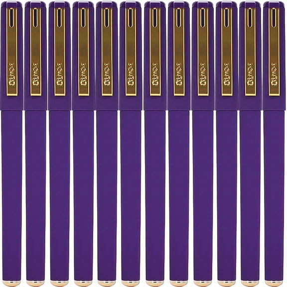 Vivcore Ink Pens Fine Point Purple Pen Cap Style Smooth Writing Japanese Pens Bulk with Pocket Clip Large Capacity for Office Stationery Planners Calendars 12 Pack
