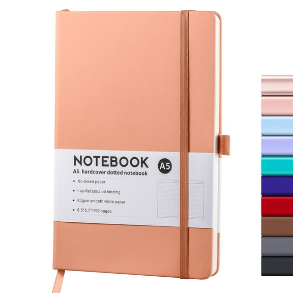 Vivcore Journaling Notebooks Lined Journal Notebooks for Work Hardcover Notebook Journal 100Gsm Thick Paper Pen Loop Inner Pocket Medium 5.7x8.5 Inch Pink 1 Pack