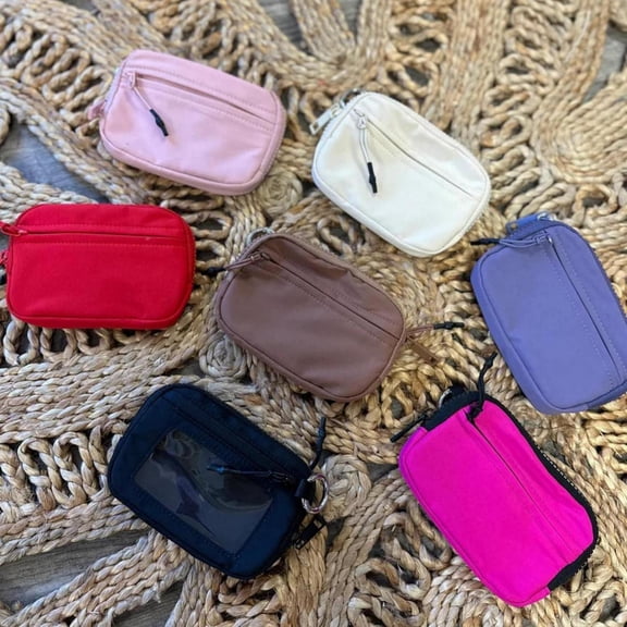 Vivcore Keychain Wallet for Women, Iris Wallet Mini Zip Card Holder with Clear ID Window and Coin Purse, Portable Lightweight Wallet for Daily Essentials, 1 PC