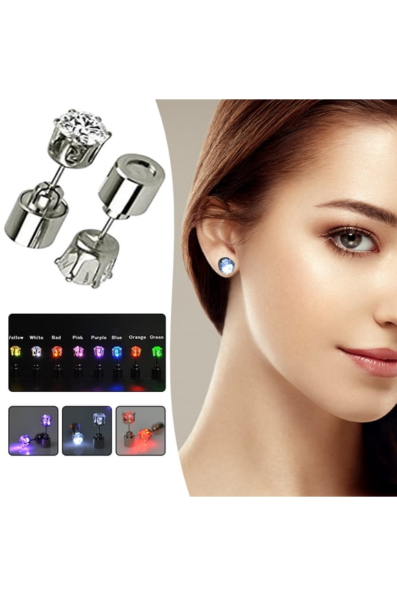 LED Earrings Studs Light Up Colour Changing Fun Earrings for Party Rave Disco